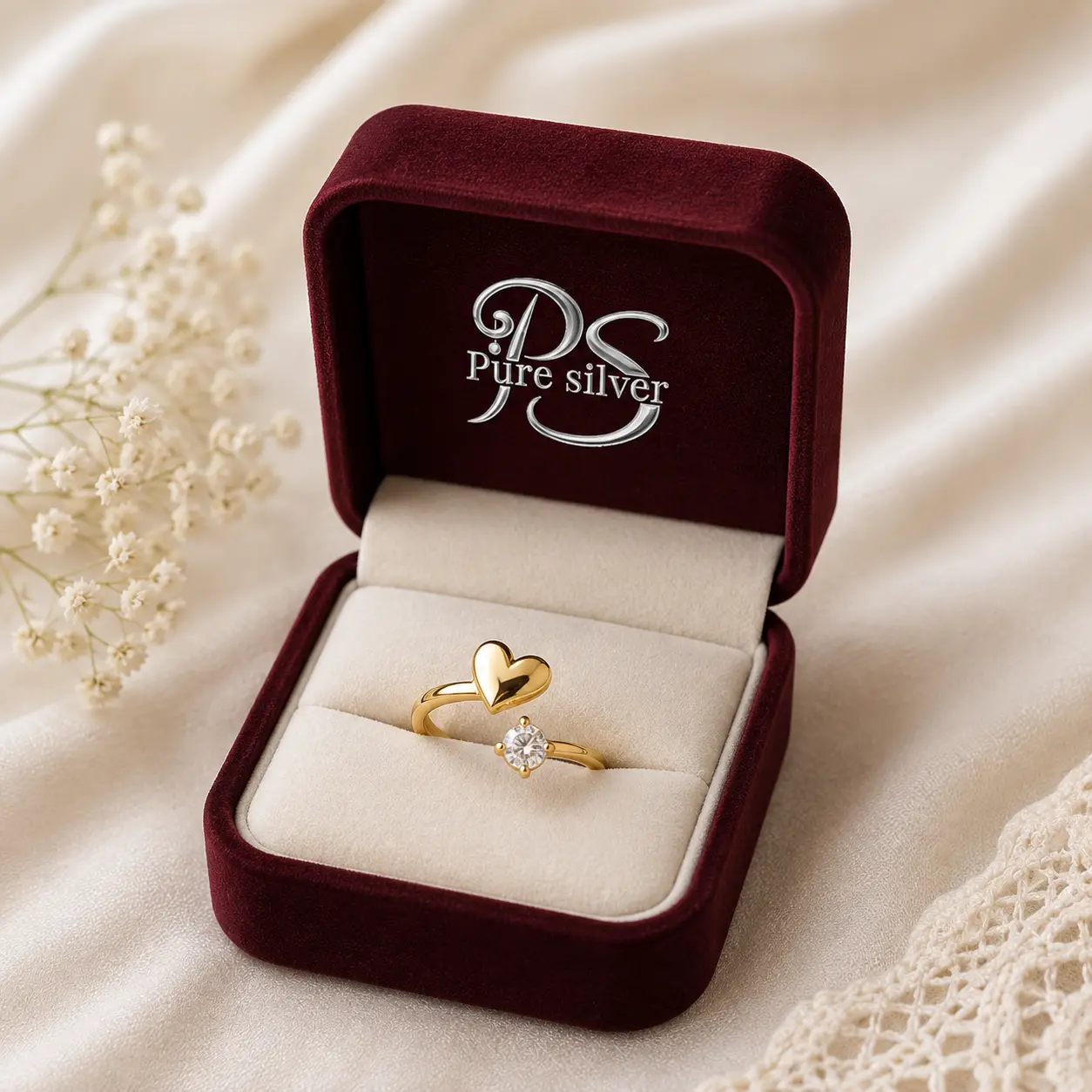 925 Silver Baby Girl Heart Stone Ring 2 925 Silver Baby Girl Heart Stone Ring - Image 2
