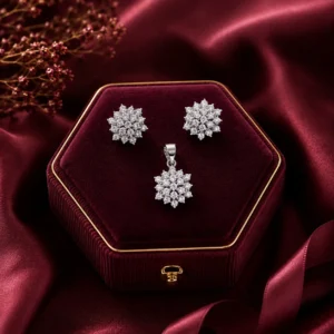 925 Silver Zircon Studs & Pendant Set