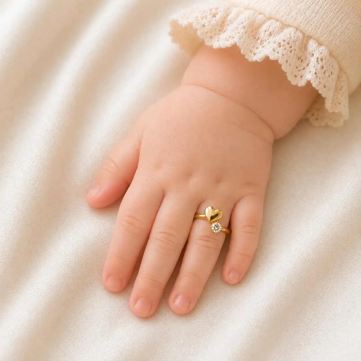 925 Silver Baby Girl Heart Stone Ring 3 Gold Plated Baby Girl Heart Ring