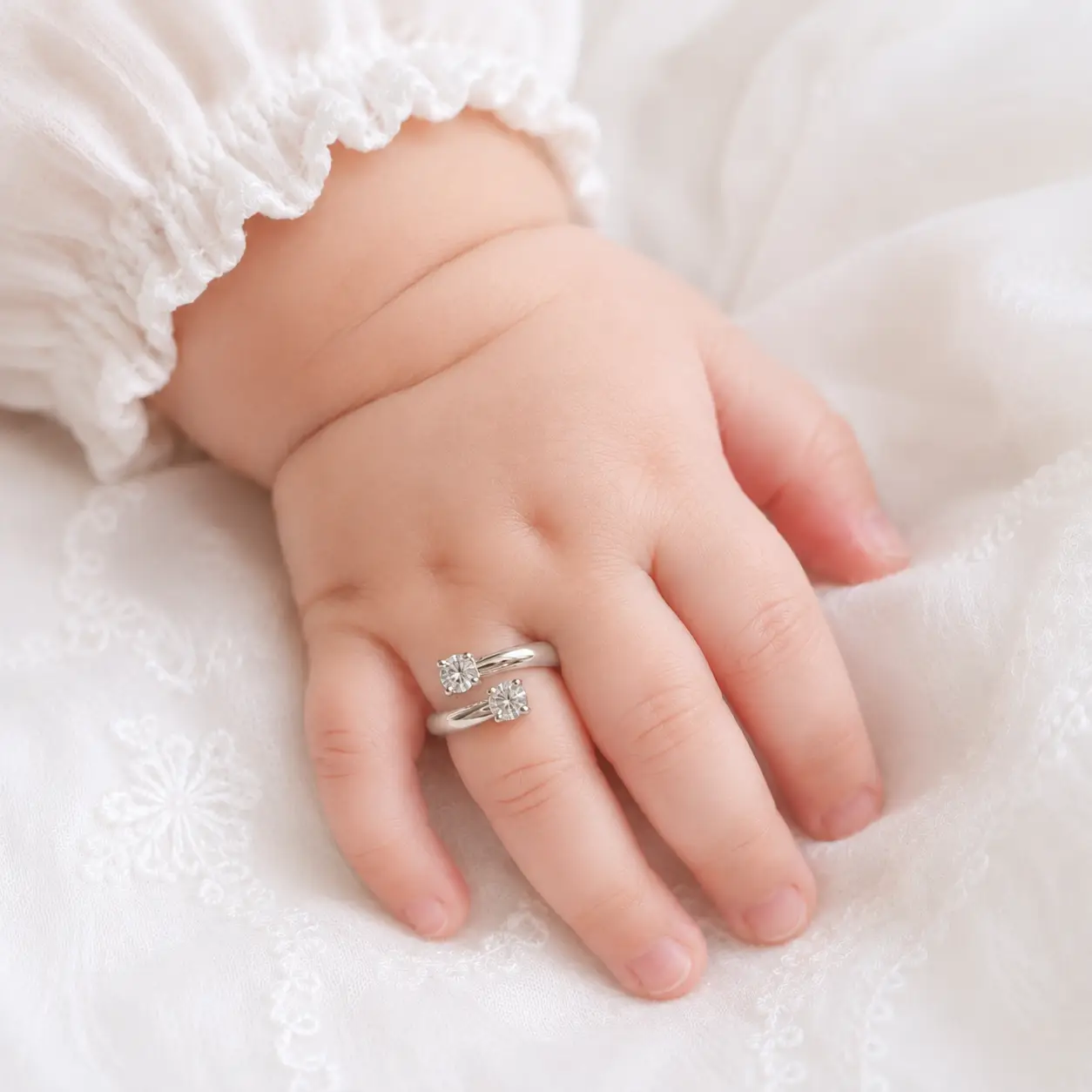 Baby Toi Et Moi Silver Ring 1 925 silver baby ring with double stone design"