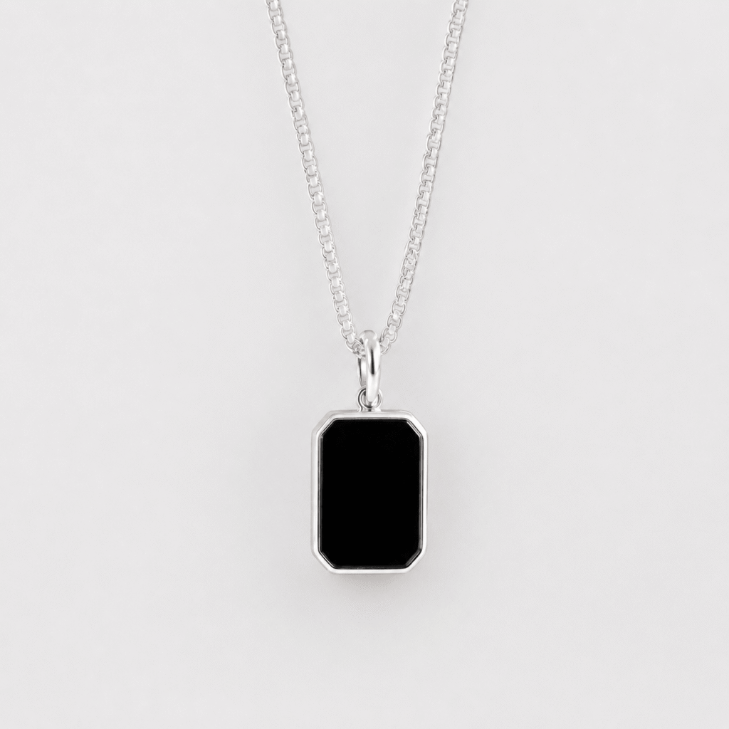 Black onyx pendant necklace in 925 sterling silver