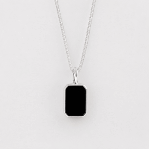 Black onyx pendant necklace in 925 sterling silver