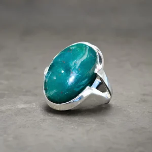 Green Bloodstone Silver Ring in 925 Sterling Silver