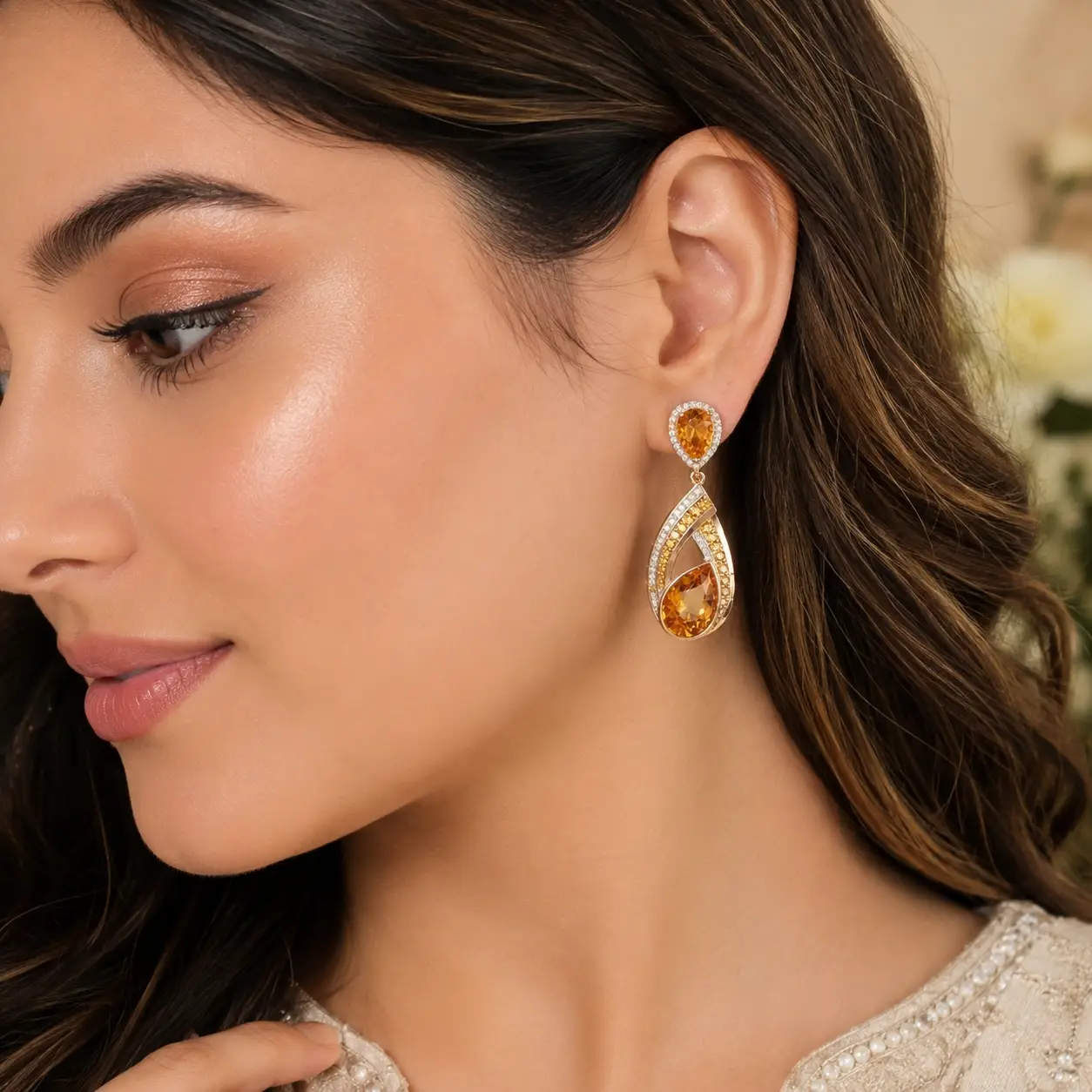 Stunning Citrine Drop Earrings 2 Citrine Gold Drop Earrings