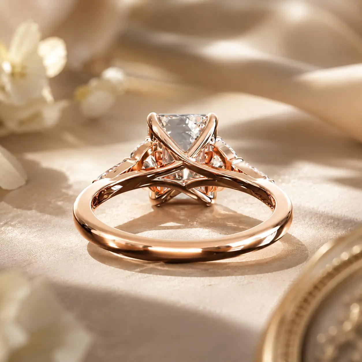 Emerald Cut Trilogy Ring 3 Emerald Cut Trilogy Ring - Image 3