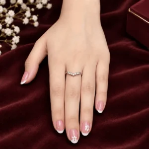 Chevron Pavé Silver Ring in 925 Sterling Silver