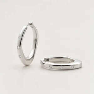 925 silver hoop earrings with CZ stones