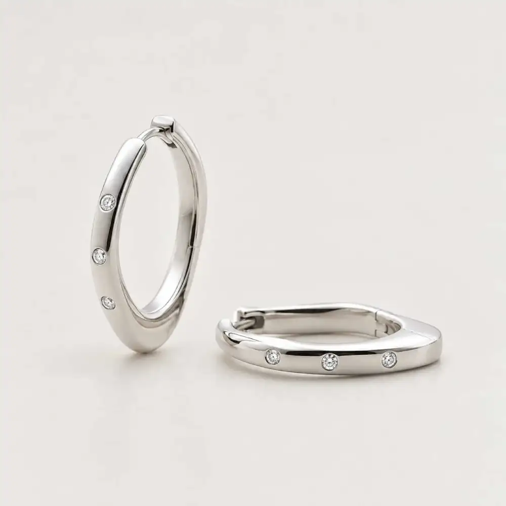 925 silver hoop earrings with CZ stones