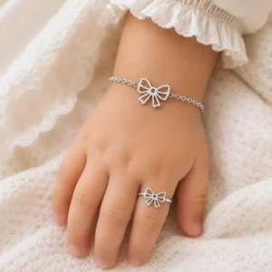 Baby Girl Bow Bracelet Set in 925 silver