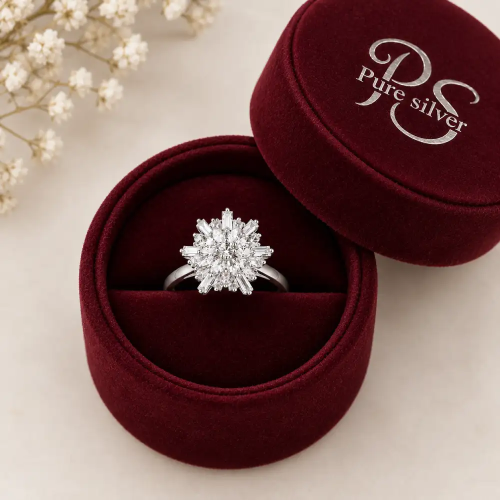 Snowflake Silver Ring 925 silver in gift box