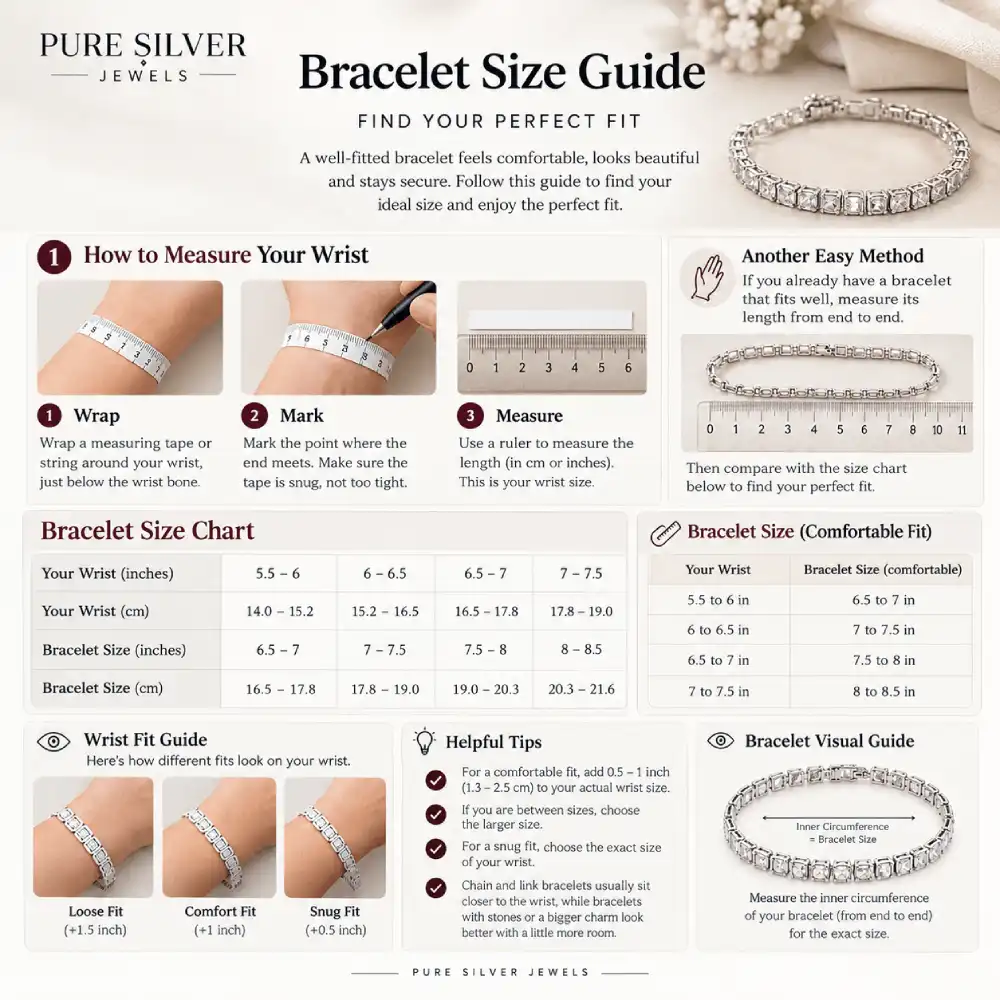 Ring Size Chart Pakistan: Complete Silver Jewelry Size Guide 2 bracelet size guide